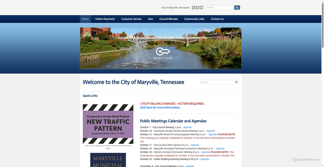 Security scan screenshot of https://www.maryvillegov.com/