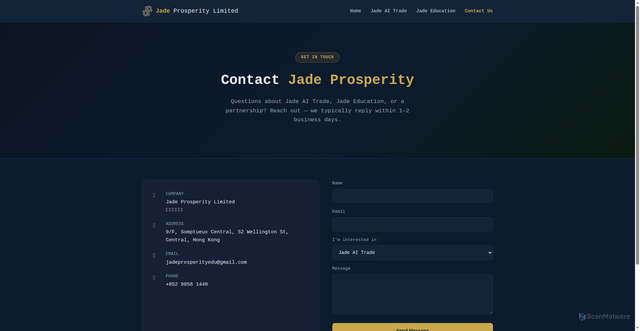 Security scan screenshot of https://jade-prosperity.pages.dev/contact