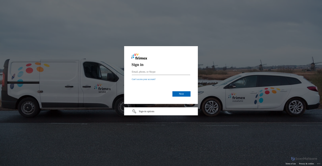 Security scan screenshot of https://frimexbv-my.sharepoint.com