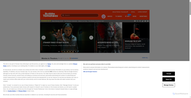 Security scan screenshot of https://www.rottentomatoes.com/