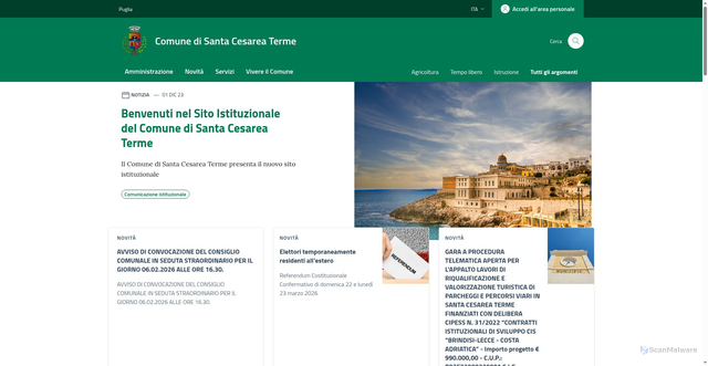 Security scan screenshot of https://www.comune.santacesareaterme.le.it/
