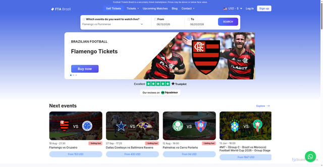Security scan screenshot of https://www.footballticketsbrazil.com/