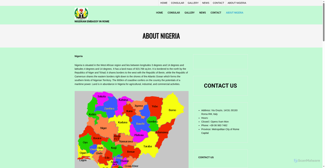 Security scan screenshot of https://nigerianrome.org/about-nigeria/