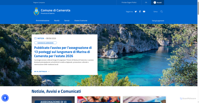 Security scan screenshot of https://www.comune.camerota.sa.it