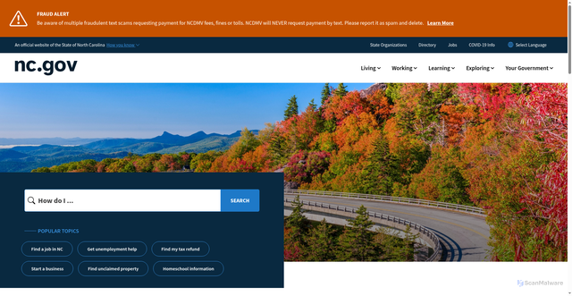 Security scan screenshot of https://www.nc.gov/