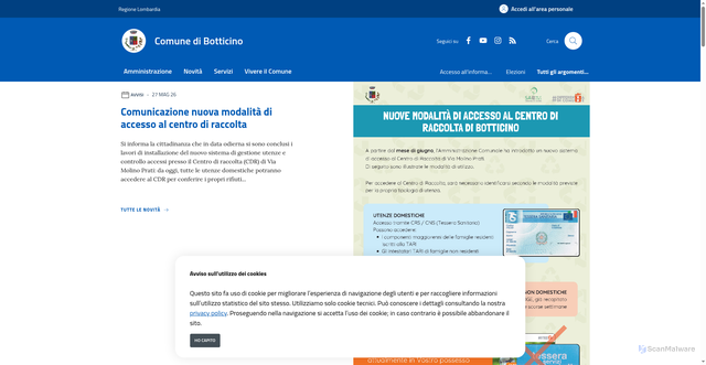 Security scan screenshot of https://www.comune.botticino.bs.it