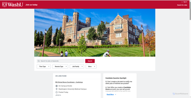 Security scan screenshot of https://wustl.wd1.myworkdayjobs.com/External