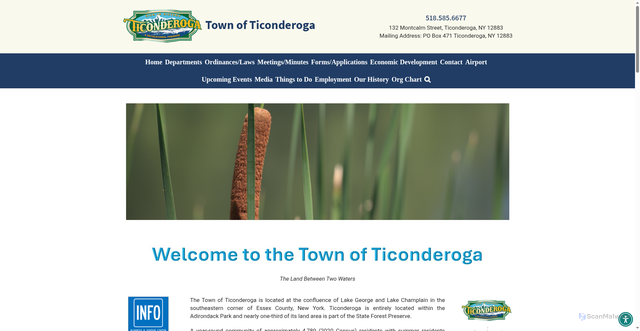 Security scan screenshot of https://townofticonderoga.gov/