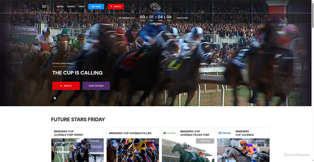 Security scan screenshot of https://www.breederscup.com/