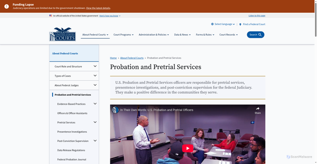 Security scan screenshot of https://www.uscourts.gov/about-federal-courts/probation-and-pretrial-services
