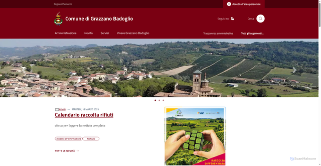 Security scan screenshot of https://www.comune.grazzanobadoglio.at.it/