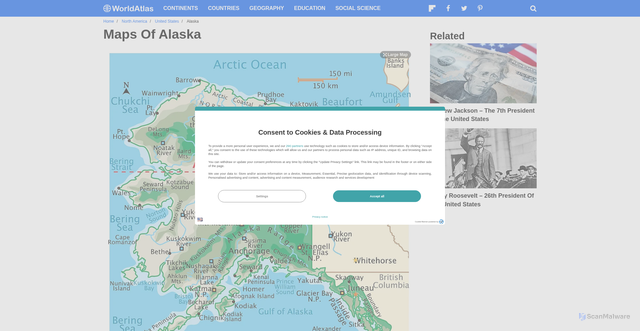 Security scan screenshot of https://www.worldatlas.com/maps/united-states/alaska