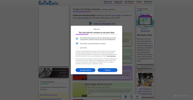 Security scan screenshot of https://www.gotoquiz.com