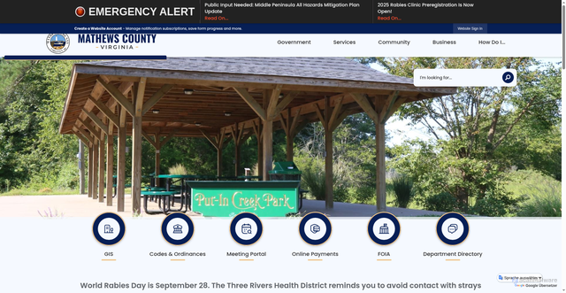 Security scan screenshot of https://mathewscountyva.gov/