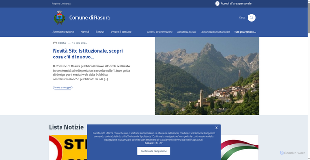 Security scan screenshot of https://comune.rasura.so.it/