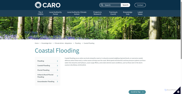 Security scan screenshot of https://www.caro.ie/knowledge-hub/climate-action-adaptation/flooding/coastal-flooding