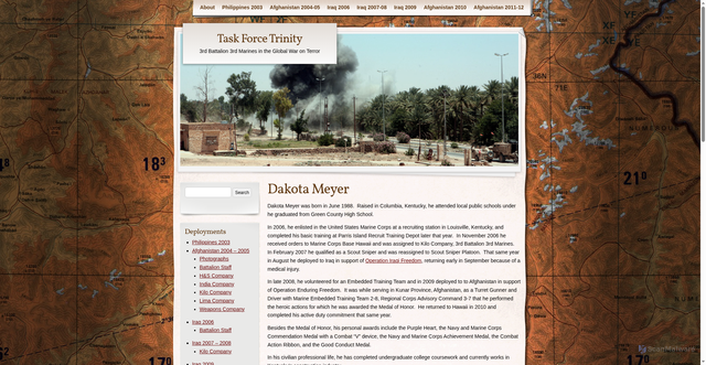 Security scan screenshot of https://www.taskforcetrinity.com/biographies/dakota-meyer