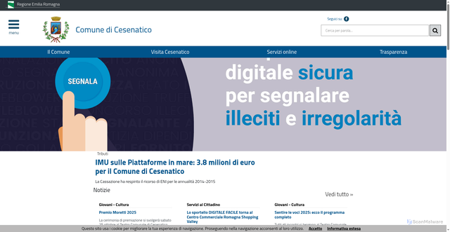Security scan screenshot of https://www.comune.cesenatico.fc.it/servizi/notizie/notizie_homepage.aspx