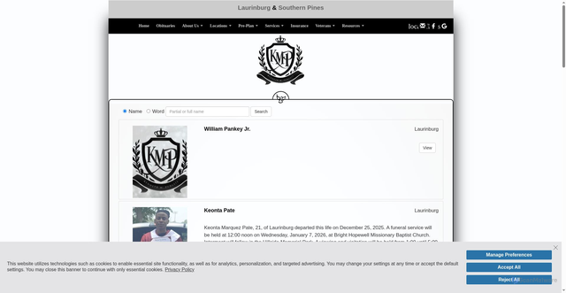 Security scan screenshot of https://www.purcellfuneralhomes.com/listings
