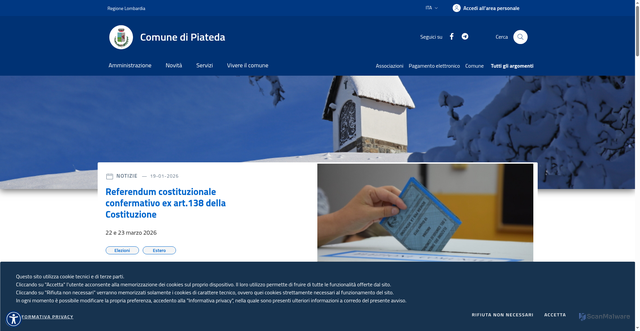 Security scan screenshot of https://www.comune.piateda.so.it/