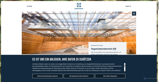 Security scan screenshot of https://www.bundeswehr.de/de/organisation/infrastruktur-umweltschutz-und-dienstleistungen