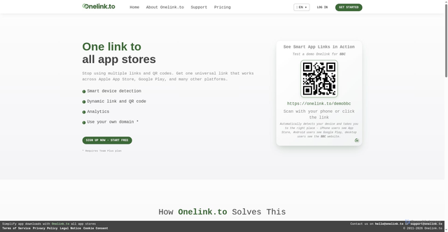 Security scan screenshot of https://onelink.to