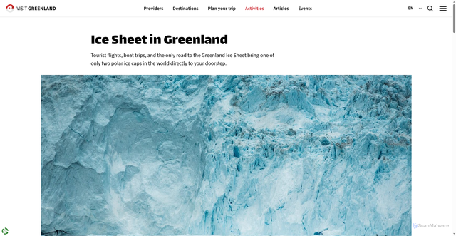 Security scan screenshot of https://visitgreenland.com/activities/ice-sheet/