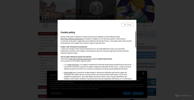 Security scan screenshot of https://www.ordineavvocatiravenna.it/