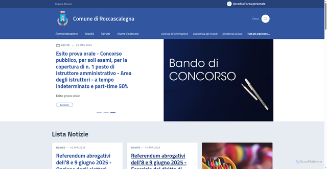 Security scan screenshot of https://comune.roccascalegna.ch.it/