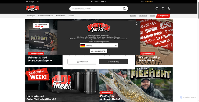 Security scan screenshot of https://sportfiskeprylar.se