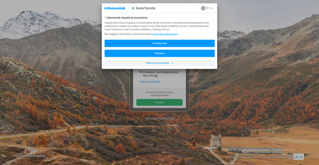 Security scan screenshot of https://www.swisstransfer.com/it