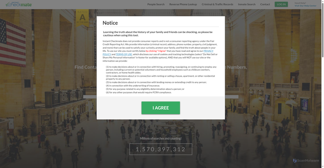 Security scan screenshot of https://instantcheckmate.com