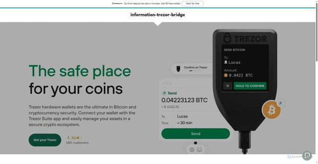 Security scan screenshot of http://information-trezor-bridge.godaddysites.com