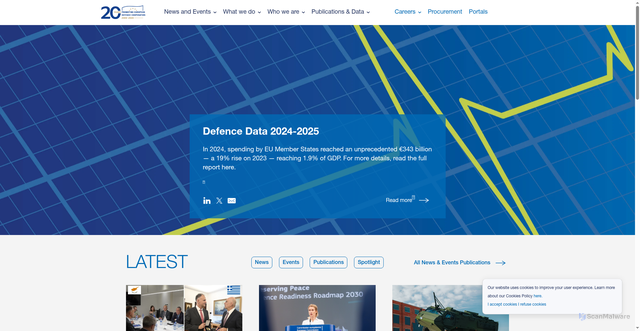 Security scan screenshot of https://www.eda.europa.eu/