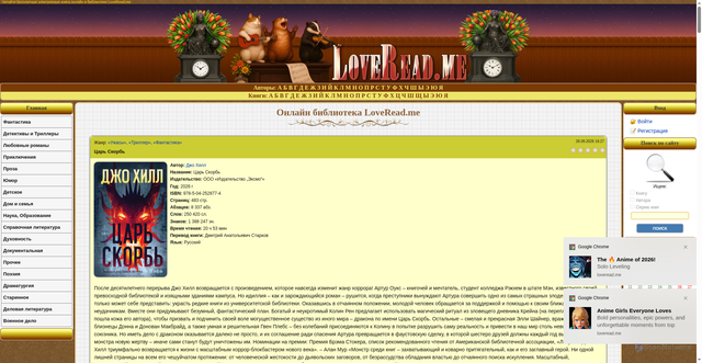 Security scan screenshot of https://loveread.me