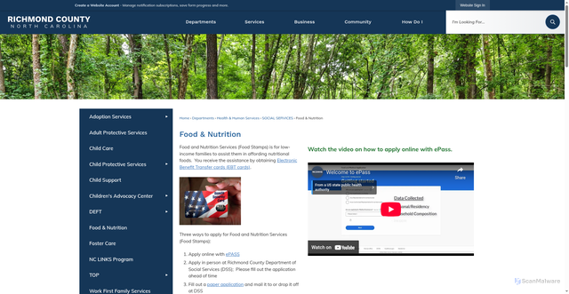 Security scan screenshot of https://www.richmondnc.com/153/Food-Nutrition