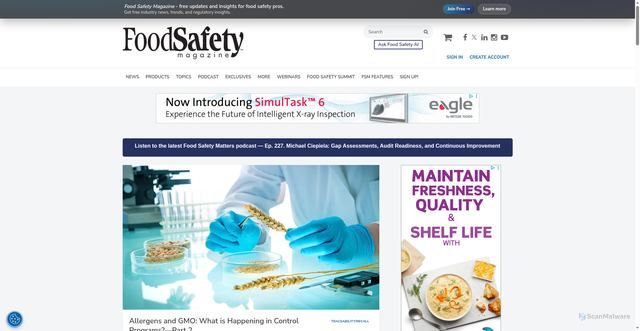 Security scan screenshot of https://food-safety.com