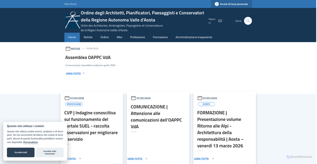 Security scan screenshot of https://www.ordinearchitettivda.org
