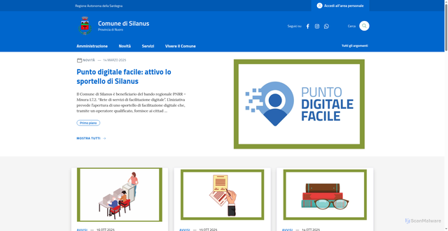 Security scan screenshot of https://www.comune.silanus.nu.it/