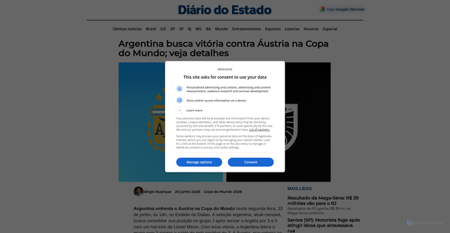 Security scan screenshot of https://diariodoestadogo.com.br/argentina-busca-vitoria-contra-austria-na-copa-do-mundo-veja-detalhes/