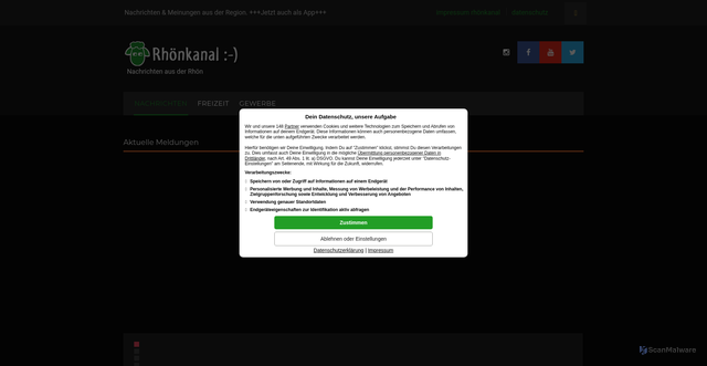 Security scan screenshot of https://rhoenkanal.de