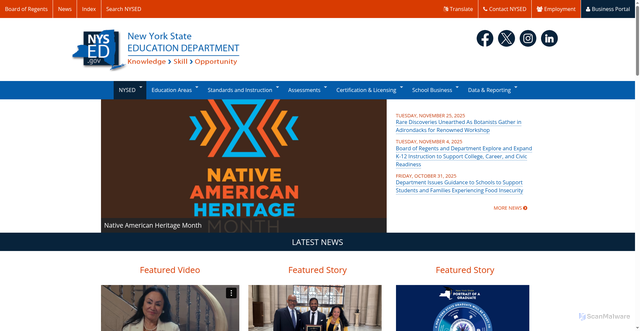 Security scan screenshot of https://www.nysed.gov/