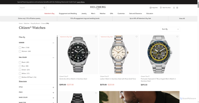 Security scan screenshot of https://www.helzberg.com/watches/citizen