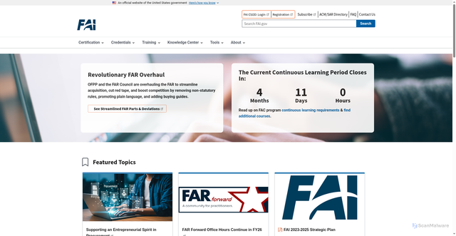 Security scan screenshot of https://www.fai.gov/