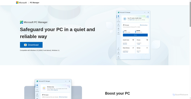 Security scan screenshot of https://pcmanager.microsoft.com