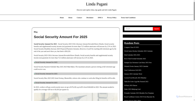 Security scan screenshot of https://lindapagani.pages.dev/vkvyc-social-security-amount-for-2025-rfagu/