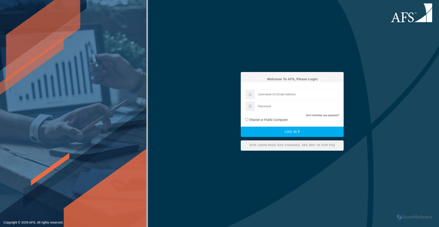 Security scan screenshot of https://id.afs.net