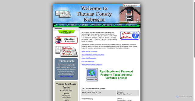 Security scan screenshot of https://thomascountyne.gov/