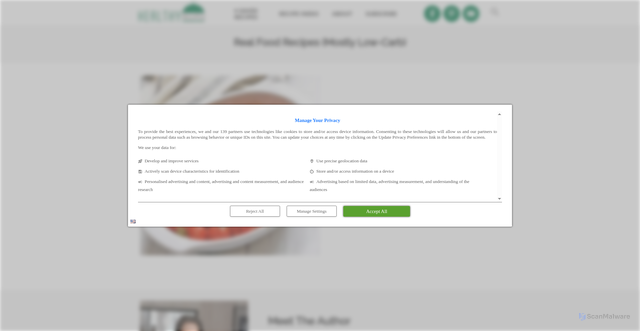 Security scan screenshot of https://healthyrecipesblogs.com