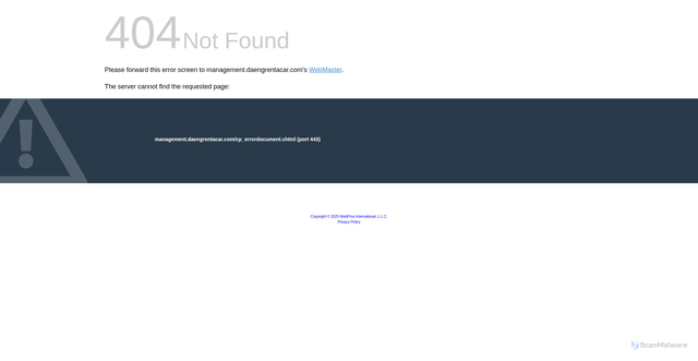 Security scan screenshot of http://management.daengrentacar.com/meetings